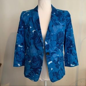Ann Taylor Blue Floral 3/4 Sleeve Jacket.  Size 6